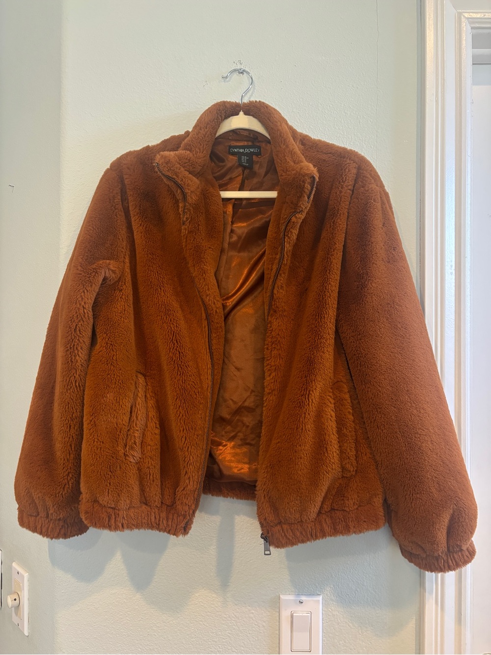 Cozy Faux Fur Zip Jacket in Rich Rust - Cynthia Rowley